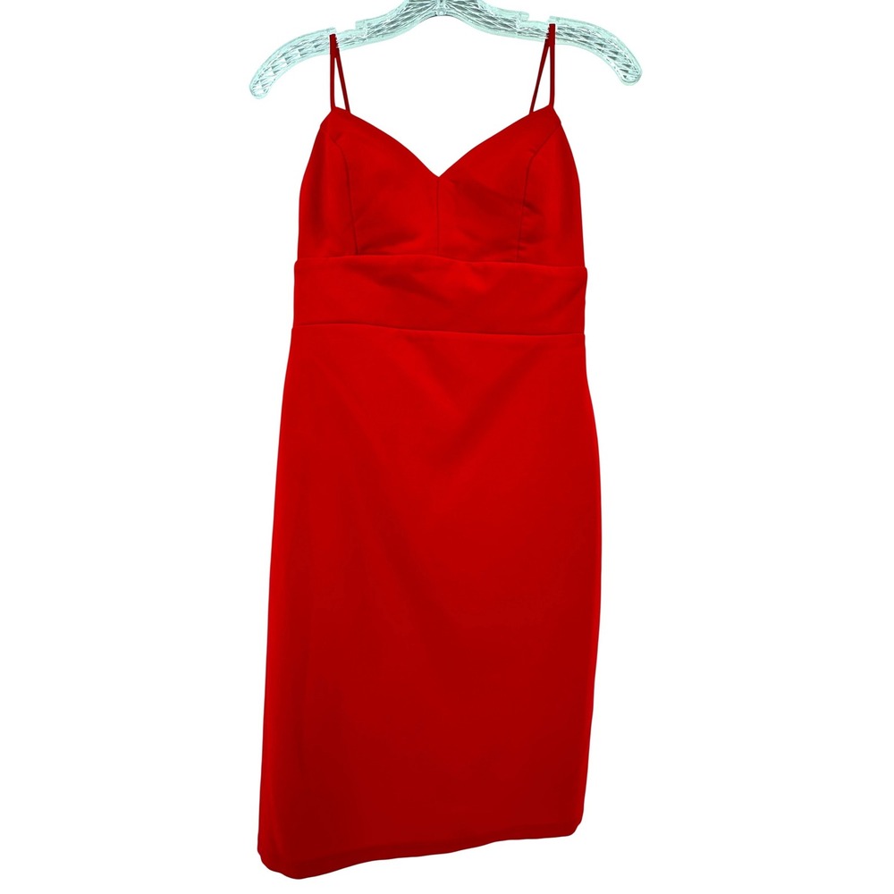City Vibe Red Bodycon Mini Dress V-Neck Bow Back HOCO Party Flirty Cocktail Sz 3